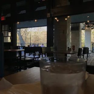 a glass of water on a table