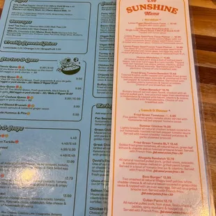 menu