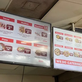 a menu on the wall