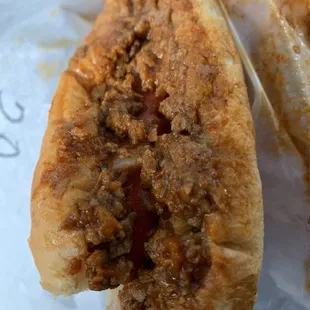 Hotdog with chilli and onions - great!