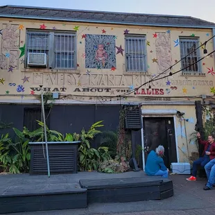 people sitting outside