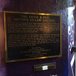 plaque on the wall