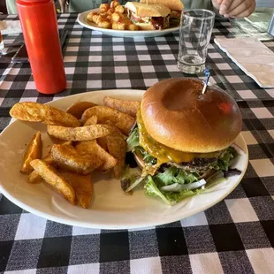 Backyard Burger and BBQ chicken sandwich. Both were pretty good.