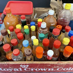 Great assortment of hot sauces!