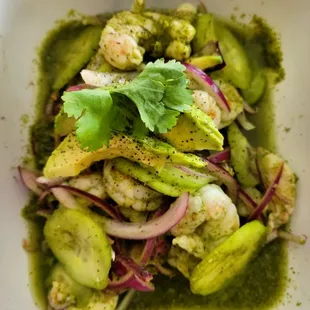 Our house favorite, aguachiles dish. Is made with serrano peppers and lots of yummy freshness. Perfect for a hot river day!