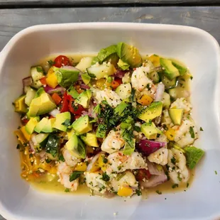 Amazing fresh shrimp ceviche. Huge portion. Great value. So delicious!