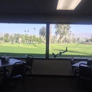 Great view of 18th green from clubhouse