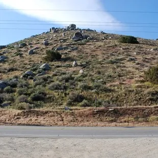 The entrance to the Preserve is right across the road from this mound of boulders