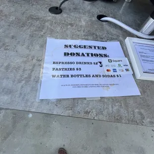 Drink prices are $3 suggested donation