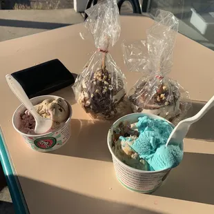 Ice cream and candy apples