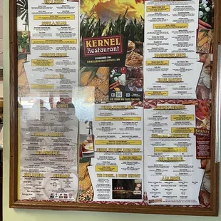 Menu posted on wall