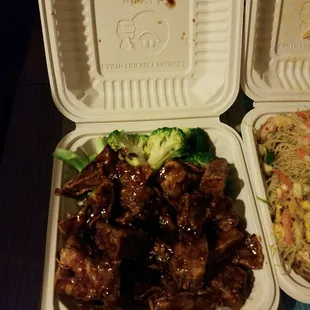 General Tso tofu! Awesome! Not spicy at all though.