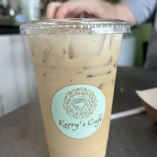 Vanilla iced latte with oat milk