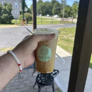 Iced Caramel Latte with Oatmilk