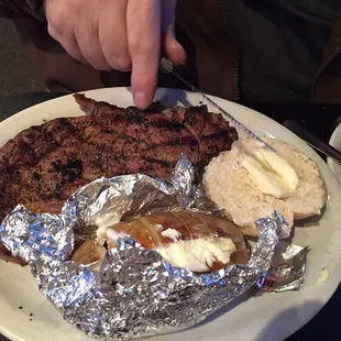 Food was fantastic.  Steak cooked just med rare like I asked.  Delish!