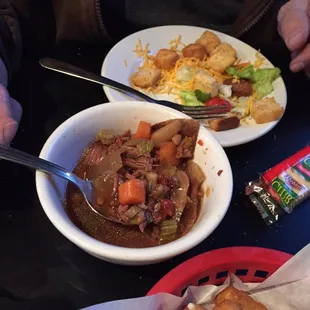 Salad bar was excellent and the beef stew was awesome