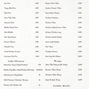 menu