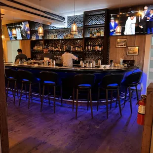 The bar all lit up..