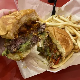 Hot Mess Burger With Fries
