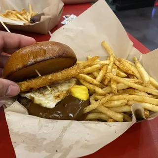 Loco Moco Burger With Fries