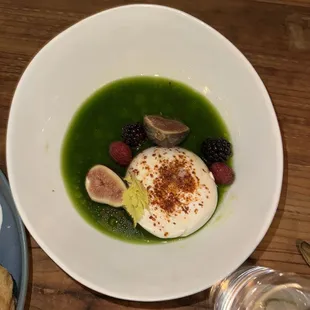 Local Burrata - tiger figs, celery water, sea salt, arbequina olive oil