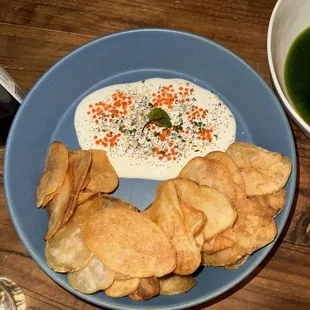 House made potato chips - crème fraiche, smoked trout roe, everything bagel spice