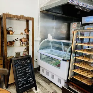 a display of baked goods
