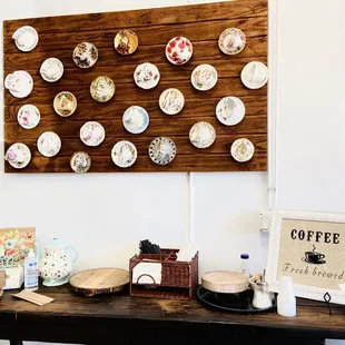 a table with plates on it