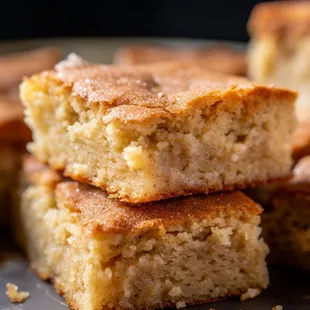 a stack of pieces of cake