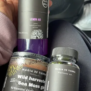 Seamoss tea, gel, pills