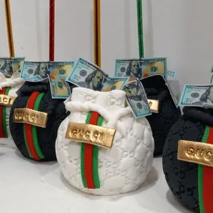 a row of money bags