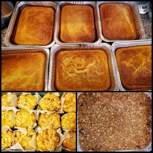 Cornbread, jumbo Muffins, and apple crisp