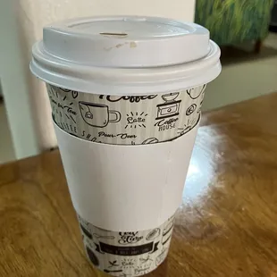 a coffee cup on a table