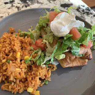 Prepared: Beef Chimichanga and Rice