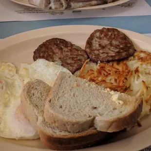 Traditional sausage and eggs