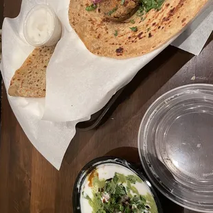 Shami Kabab and Paratha, Aloo ki tikki chaat, and Aloo paratha