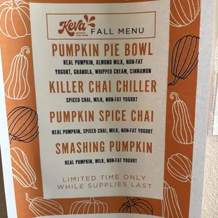 Fall menu.