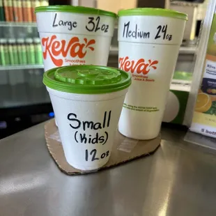 Smoothie sizing.