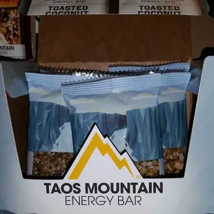 a box of tasty mountain energy bar