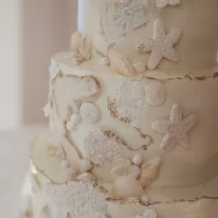 a close up of a wedding cake