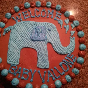 Baby boy baby shower elephant cake