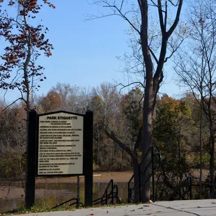 Park rules and top of walk down to the Deck overlook Lake Wylie