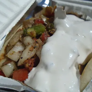 Lamb gyro, close-up.