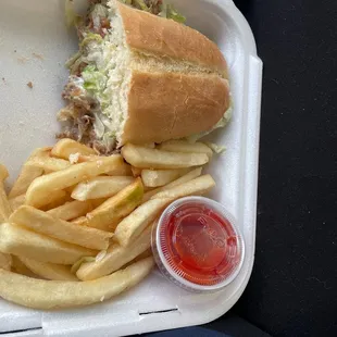Philly and fries...but I already ate half cuz I couldn&apos;t wait