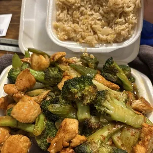 Chicken and broccoli teriyaki with Fried Rice