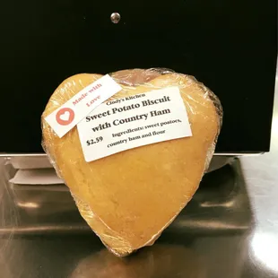 Sweet potato biscuit with country ham! Try the cheddar biscuit too! All Biscuits are served WARM &amp; moist