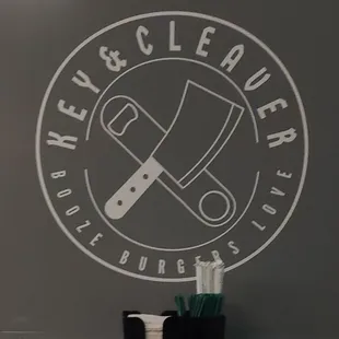 Business logo on a wall