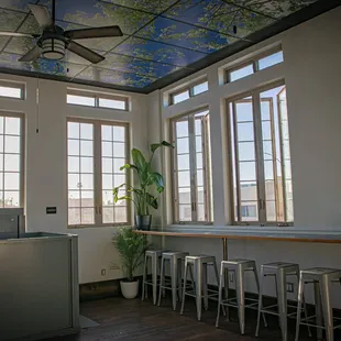 Bar seating in indoor dining room