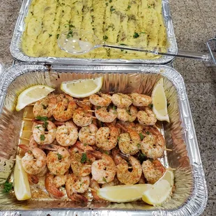 Shrimp and garlic mashed potatoes