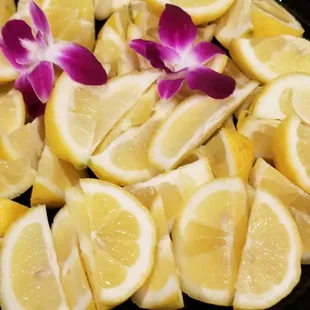 Lemon wedge garnish